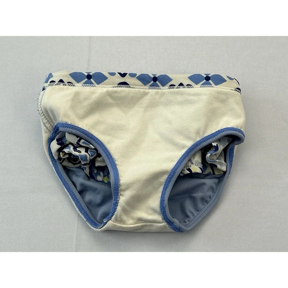 Gymboree Girls 12-18M Blue Tile Print Swim Skirt Bottom Skirted Bikini Brief